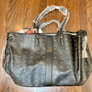 Authentic MCM black leather handbag